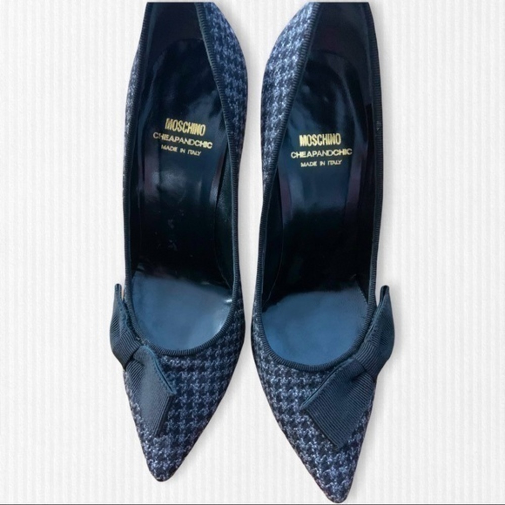 Moschino Cheap and Chic Houndstooth Bow Heels Size 6 - Picture 5 of 13